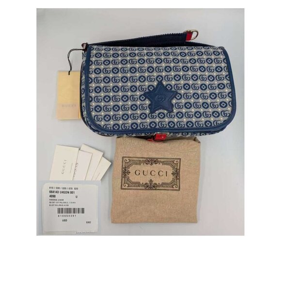 Gucci GG DOT Jetsons Collaboration Kids’ Jacquard Logo-patch Messenger Bag Blue - Picture 16 of 16